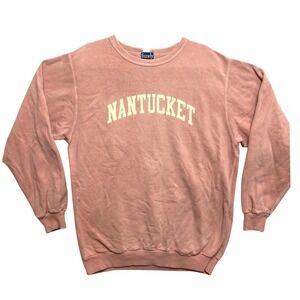 Vintage Fundy Nantucket Sweatshirt Womens M Pink Distressed Printed Pullover